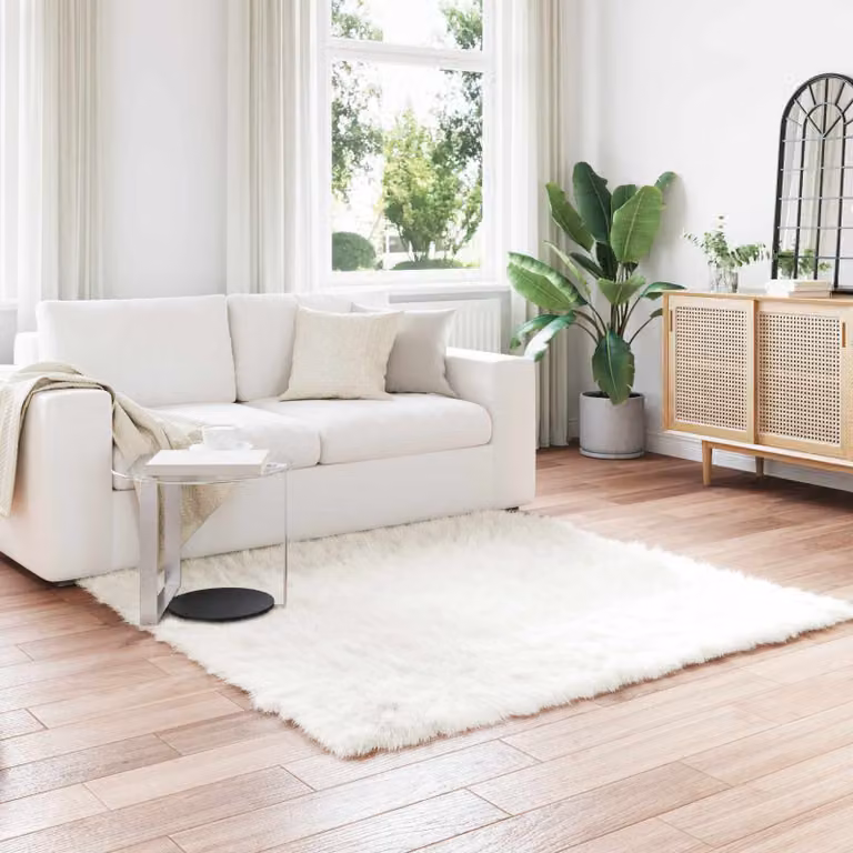 Tappeto Quadrato Moderno vidaXL in Poliestere Bianco 160 x 160 cm
