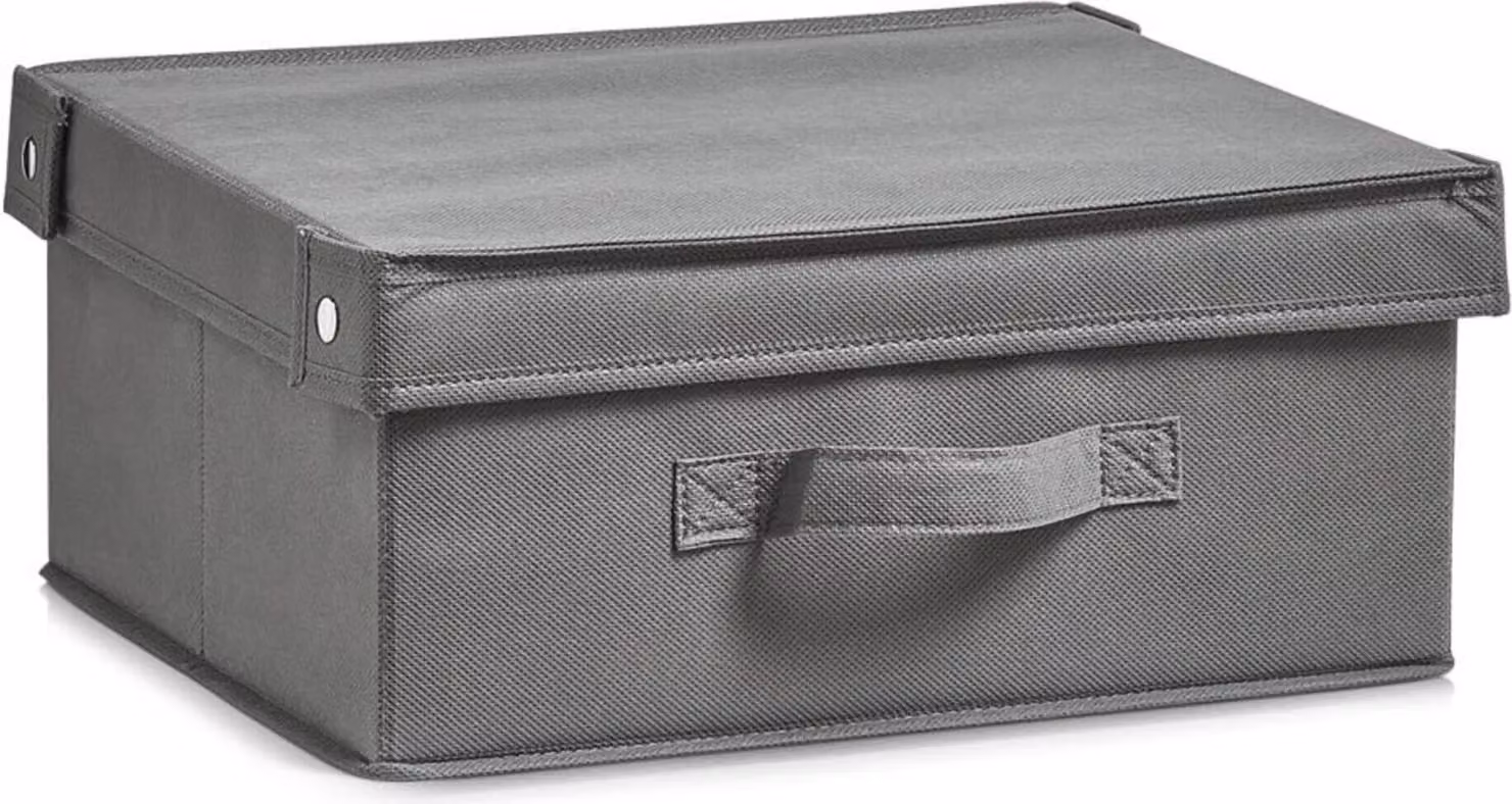 Scatola portaoggetti Zeller con coperchio, pieghevole, grigio, 33 x 28 x 15 cm, 14605