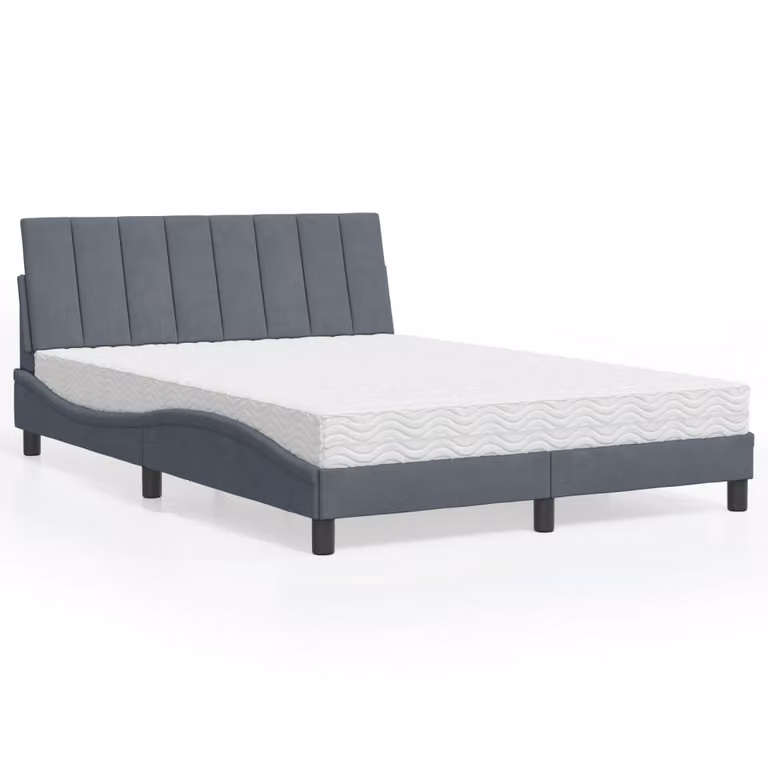 Letto con Materasso Hanko vidaXL in Velluto Grigio Scuro 140x200 cm