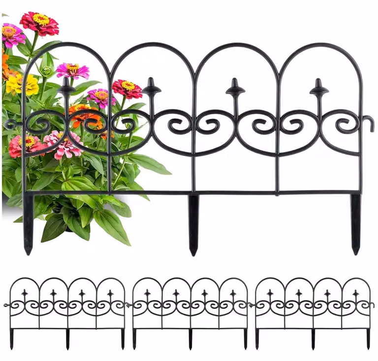 Set di recinzione da giardino nera, 59,5x24 cm, 4 pezzi