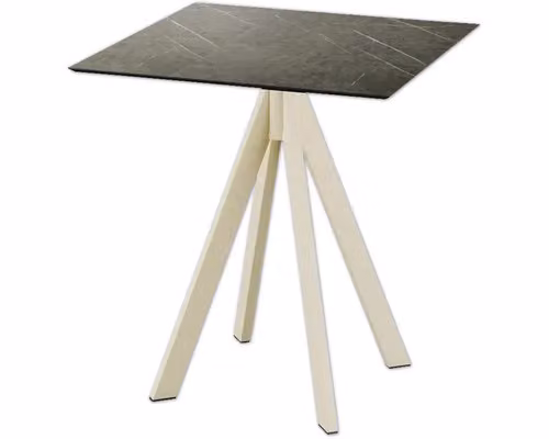 Infinity - Tavolo da giardino, struttura color sabbia + piano in HPL effetto marmo Midnight, 70x70 cm, 1 pezzo