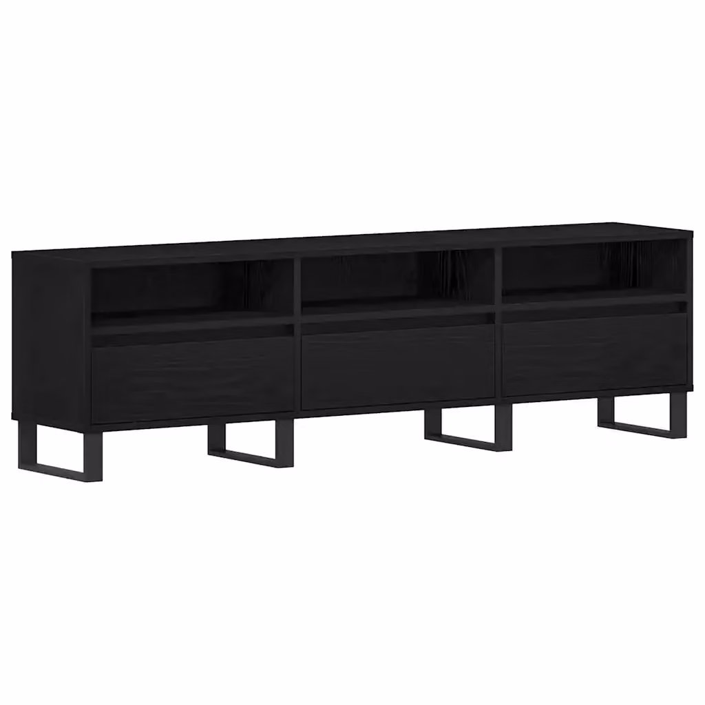 Mobile TV e Credenza Minimalista vidaXL in Legno Nero Opaco L: 150 cm, P: 30 cm, H: 44,5 cm – 2