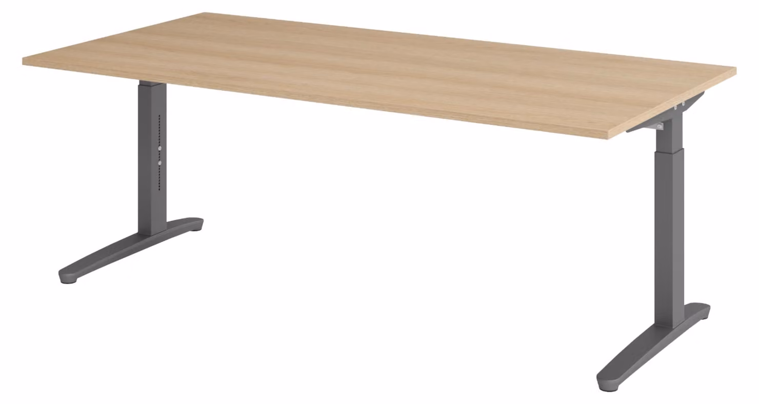 bümö Scrivania Serie-XB - Struttura: grafite, dimensioni: 200 x 100 cm, decorazione: rovere