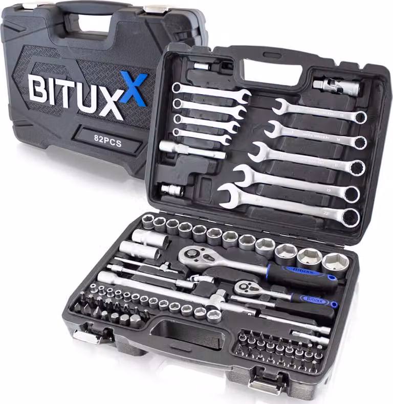 Custodia per cricchetti Bituxx 82 pezzi nero MS-13373