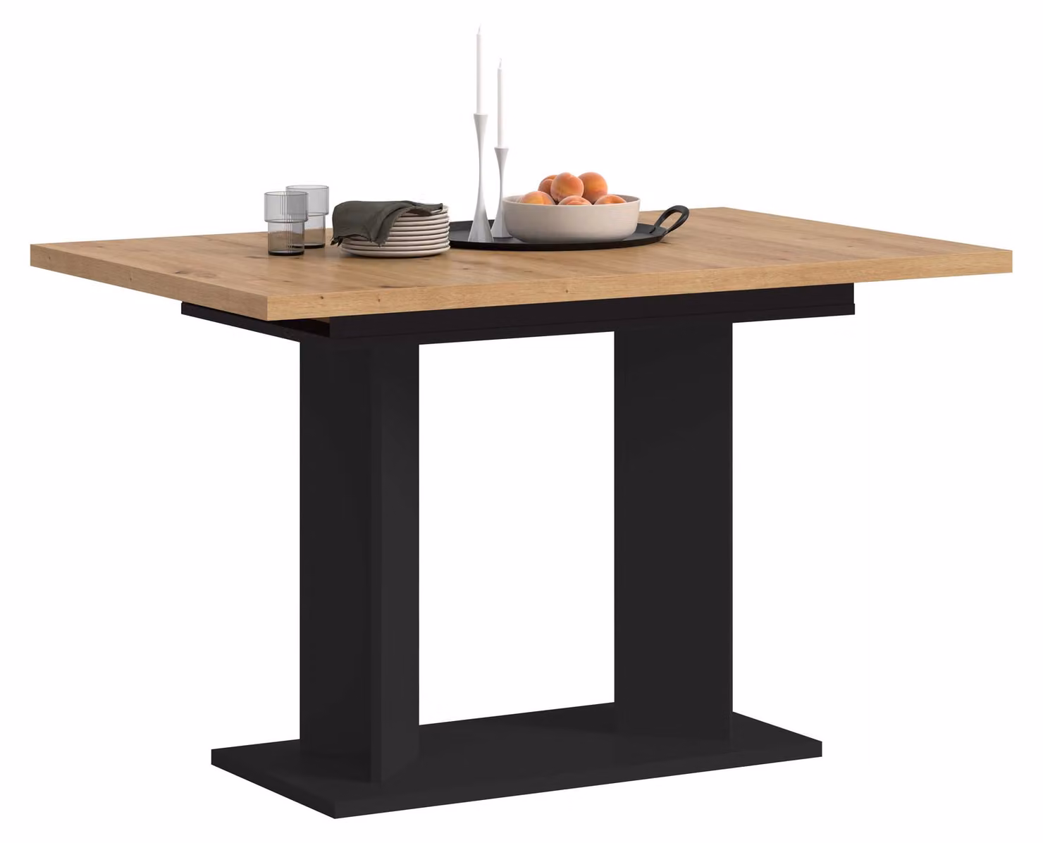 xonox.home Tavolo da pranzo Gustav nero/ finitura rovere Artisan L/A/P: 160x76x80 cm