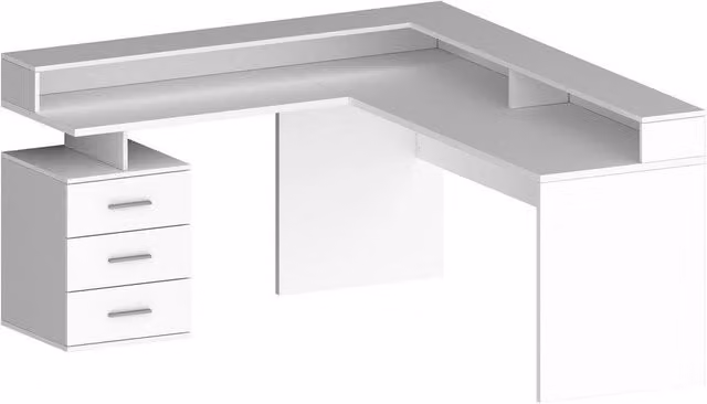 Scrivania con sopralzo e cassettiera 3 cassetti 160/180x60x90cm - NOVA
