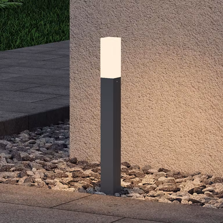 doporro Lampione da Giardino LED 3000K, Paletto Esterno Quadrato IP65 in Alluminio Grigio Scuro H40cm, Luce Calda per Vialetti, Giardini, Cortili e Ingressi