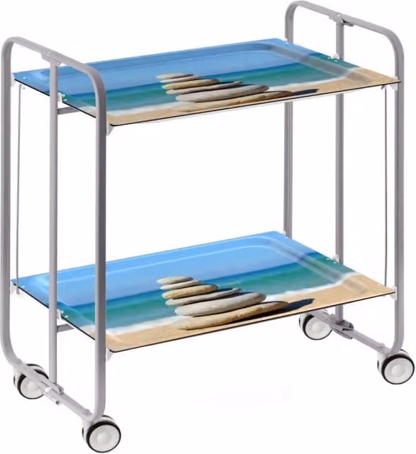 Carrello da cucina pieghevole Don Hierro grigio con 2 ripiani e ruote L/P/H: 72 x 43 x 66 cm
