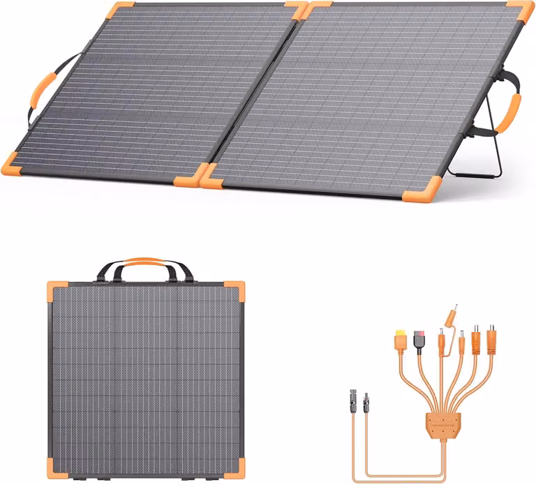 Pannello solare portatile bifacciale da 100 W, ideale per centrali elettriche, con tensione di 20 V. Caricabatterie solare pieghevole con grado di impermeabilità IP68 e un'elevata efficienza del 23,5%, dotato di 2 ventole