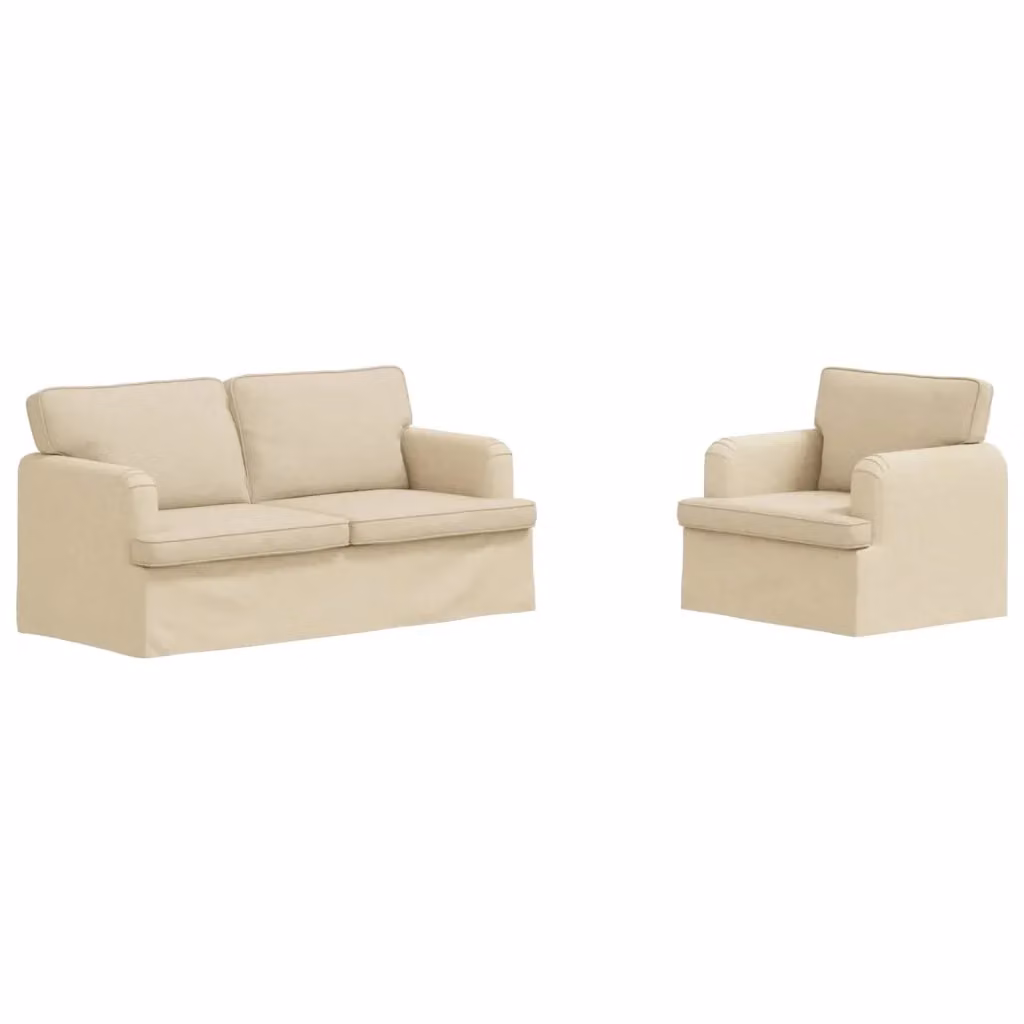 Set di 2 divani moderni vidaXL in tessuto beige con struttura in metallo L: 162 cm, P: 80 cm, H: 85 cm – 2