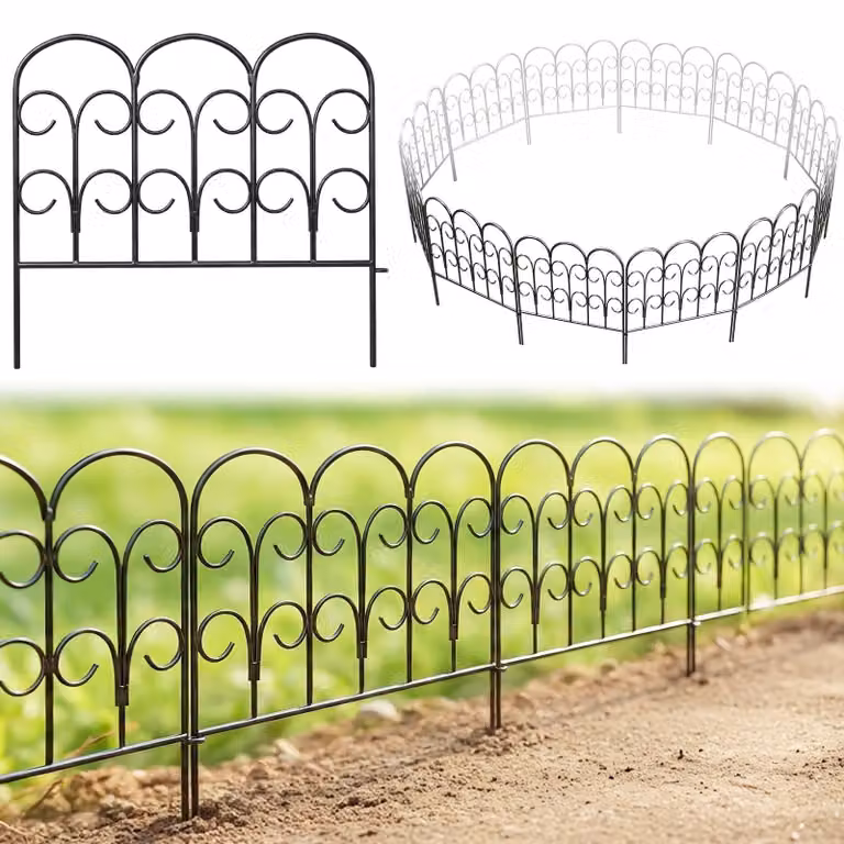 Set di 5 pannelli in metallo decorativo per recinzione da giardino, ideale per giardini e aiuole