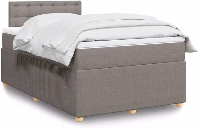 Letto con Giroletto a Molle e Materasso Ibrido vidaXL in Tessuto Beige e Grigio L/P/H: 120 x 190 x 100,5 cm
