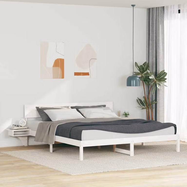 Struttura del letto vidaXL in pino massello bianco L/P: 200 x 200 cm