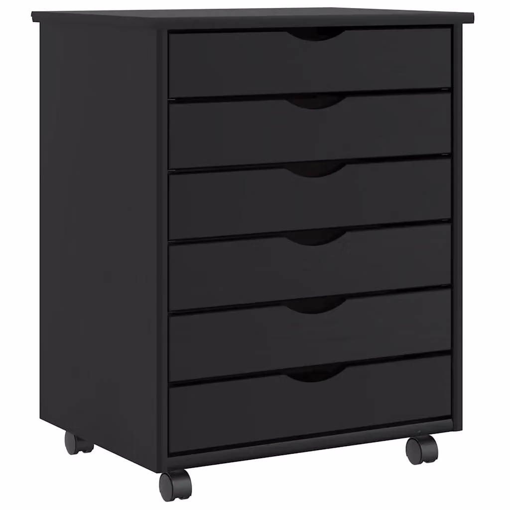 Armadietto Rotante con Cassetti vidaXL in Legno di Pino Nero con Ruote per Soggiorno, Camera da Letto o Ufficio L/P/H: 39.0 x 53.0 x 65.5 cm – 2