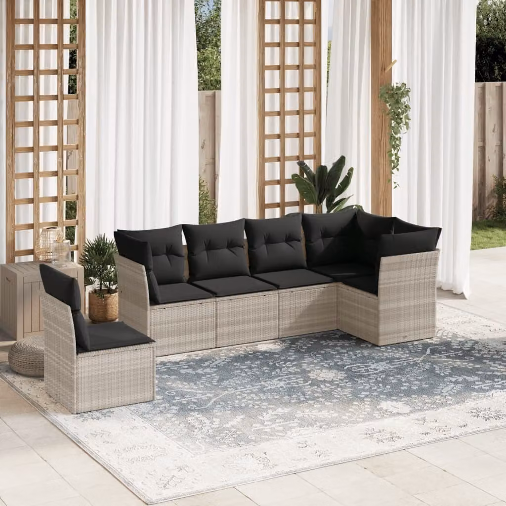 Maison Exclusive - Set Divano da Giardino 6pz con Cuscini Grigio Chiaro Polyrattan