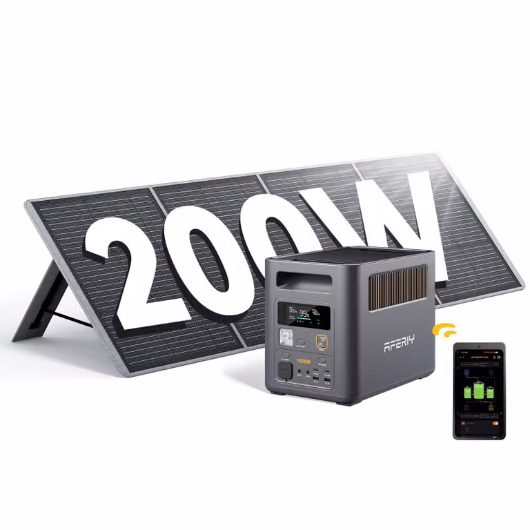 AFERIY P180 Pro Power Station 1800W 1024Wh con pannello solare 200W