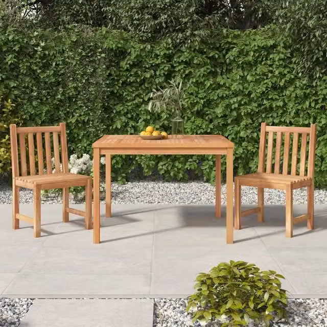 Set da Pranzo per Giardino 3 pz in Legno Massello di Teak 3157144