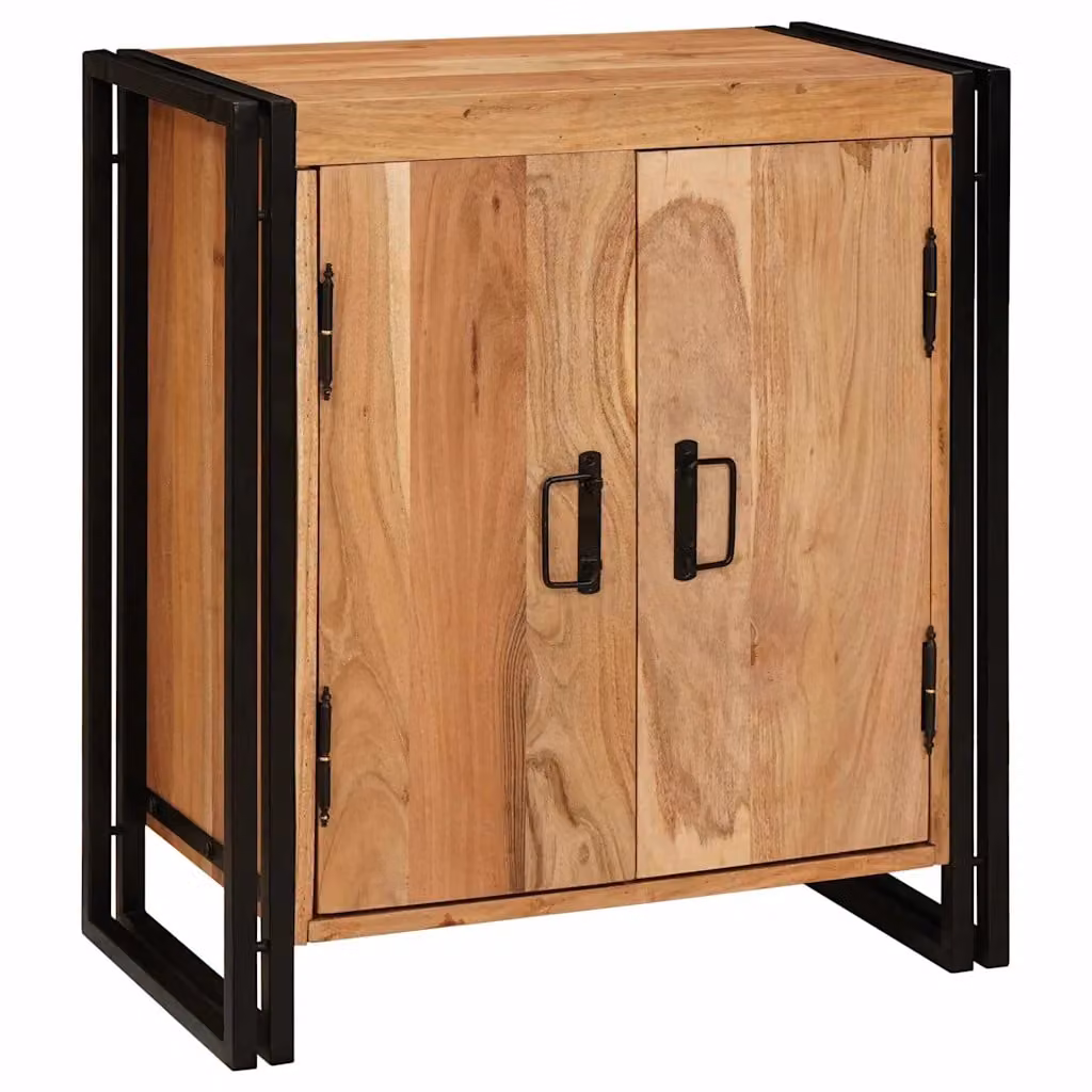 Armadio da notte vidaXL in legno massello di acacia marrone stile rustico L: 76 cm, P: 35 cm, H: 66 cm