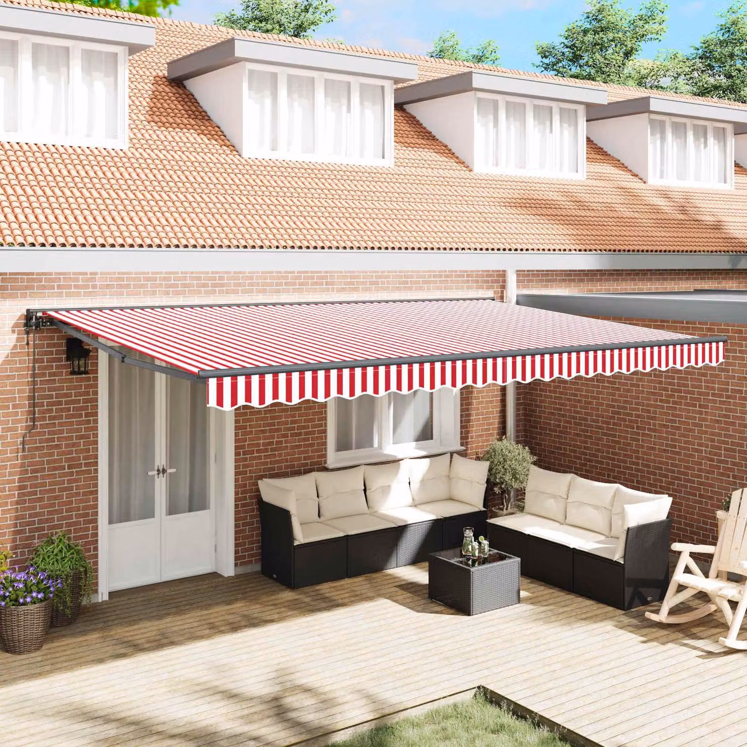 Maison Exclusive - Telaio per tenda da sole rosso e bianco 500 x 300 cm