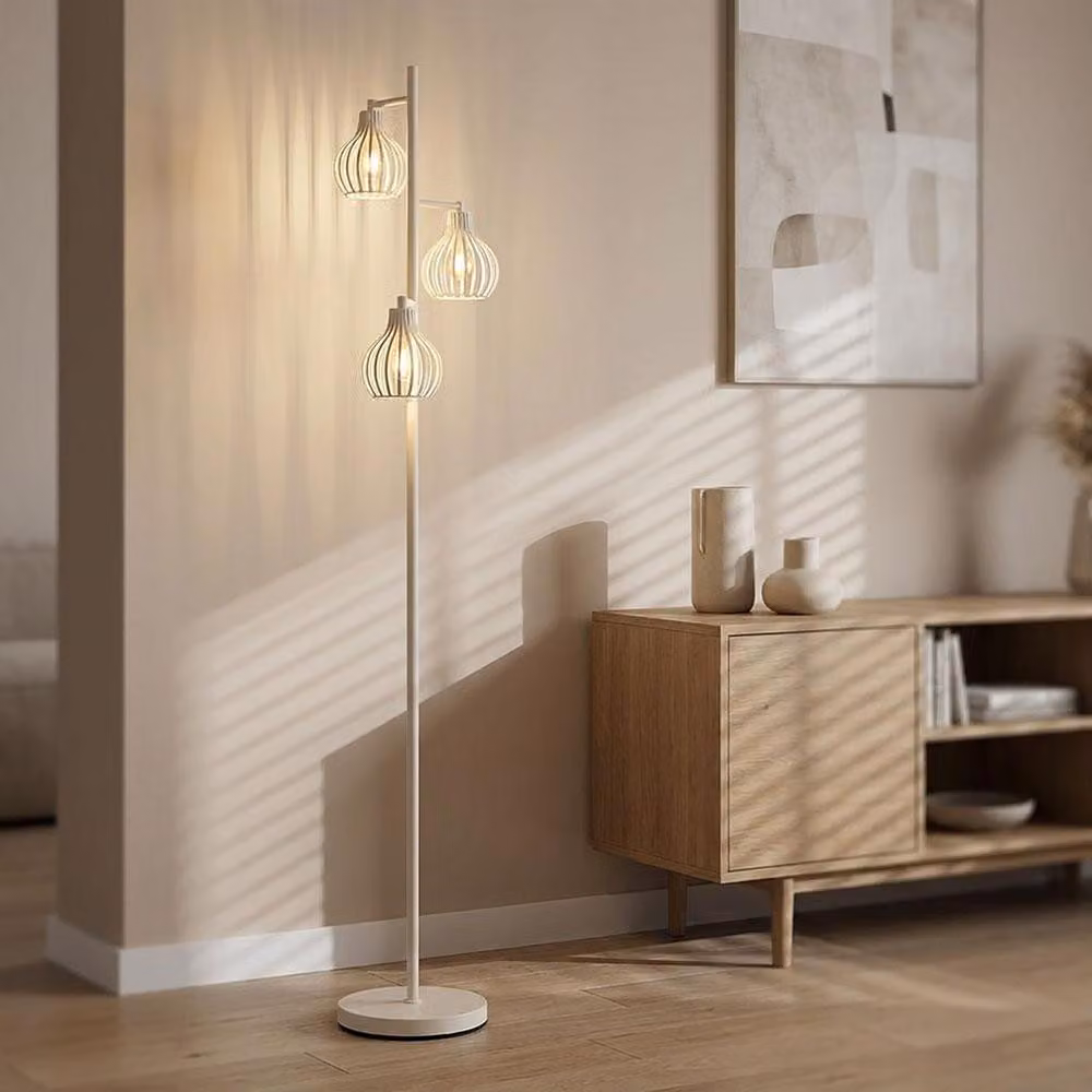 Lampada da terra LED MATEO, beige, in metallo, attacco E14, 3 luci, altezza 161 cm