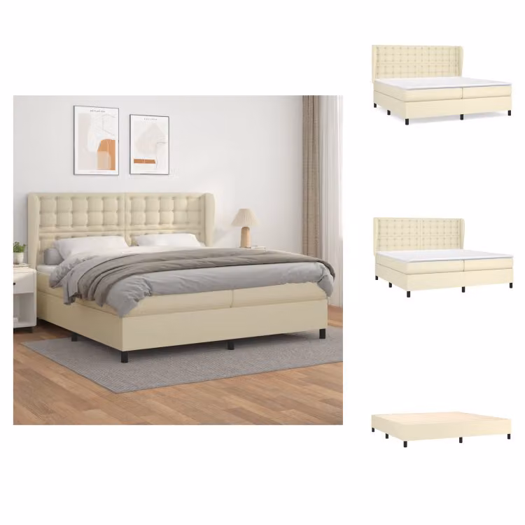 vidaXL Letto a molle con materasso crema 200x200 cm in Pelle finta - Letti & strutture letto