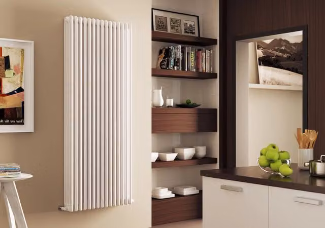 Radiatore in acciaio Cordivari ARDESIA 4 Colonne Bianco con tappi e riduzioni inclusi, Altezza: 180 cm