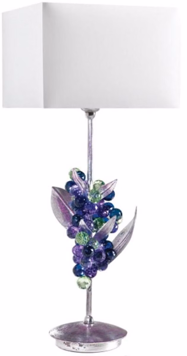 Casa Padrino lampada da tavolo uva argento / viola / verde / bianco 20 x 20 x h. 50 cm - Moderna lampada da tavolo con pregiato vetro di cristallo Swarovski - Qualità lussuosa - Italy