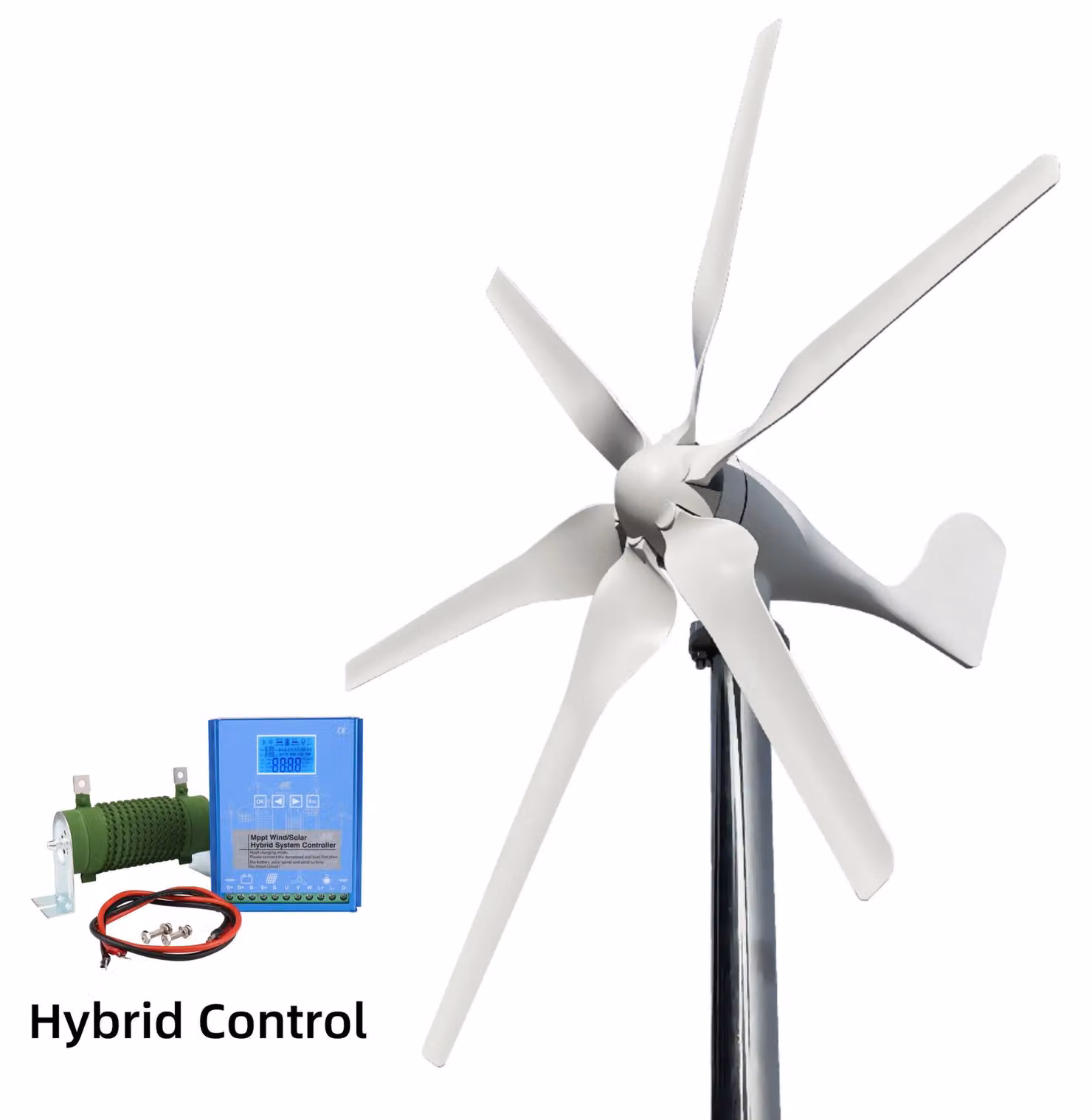 Turbina eolica - Energia sostenibile - Generatore eolico - 6 pale - Potenza: 1000W - Pale in fibra di vetro e basalto - 48V