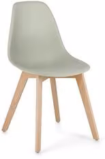 Set di 4 Sedie JASMINE in Plastica Verde con Gambe in Legno di Faggio Stile Nordico