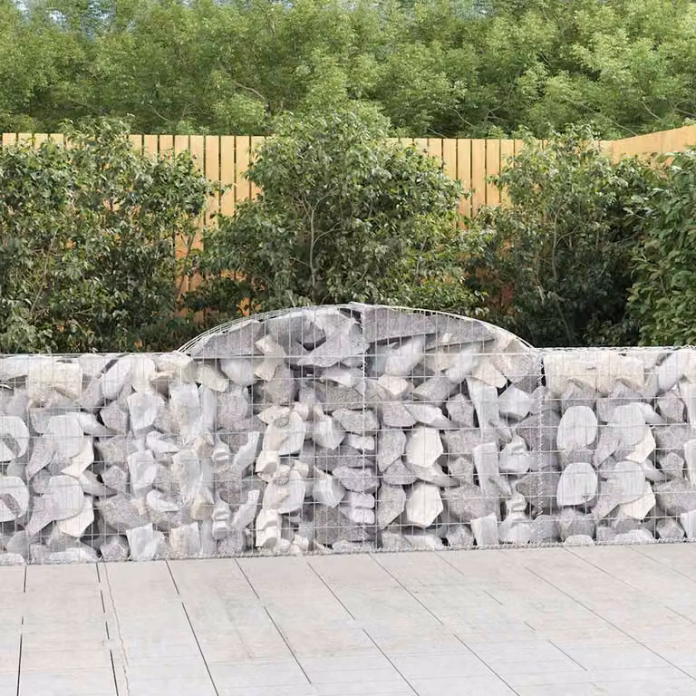 Set di 5 Cesti Gabbioni ad Arco vidaXL in Acciaio Zincato Grigio L: 300 cm, P: 30 cm, H: 80/100 cm