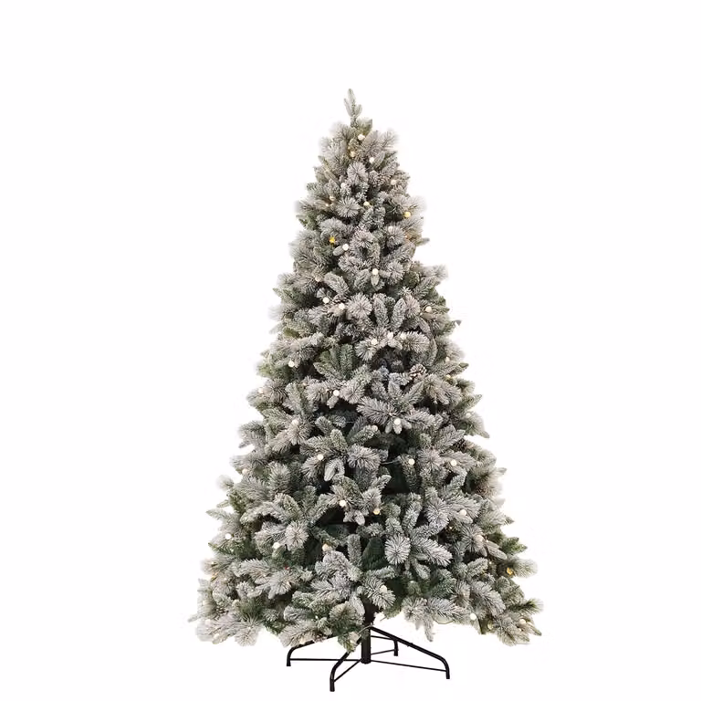 Albero di Natale Artificiale Innevato Dictrolux con 200 LED Bianco Caldo, Altezza: 180 cm, Diametro alla base: 115 cm