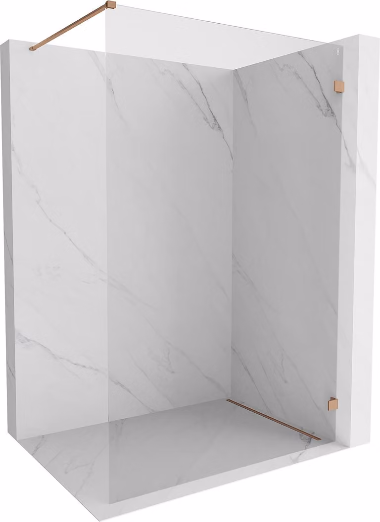 Mexen Lunar parete doccia Walk-in destra 130 x 200 cm, trasparente 8 mm, rame spazzolato - 830-130-000-65-00-P