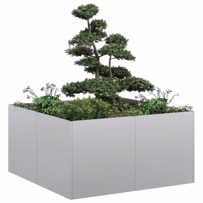 Fioriera vidaXL in acciaio zincato grigio L: 80 cm, P: 80 cm, H: 40 cm