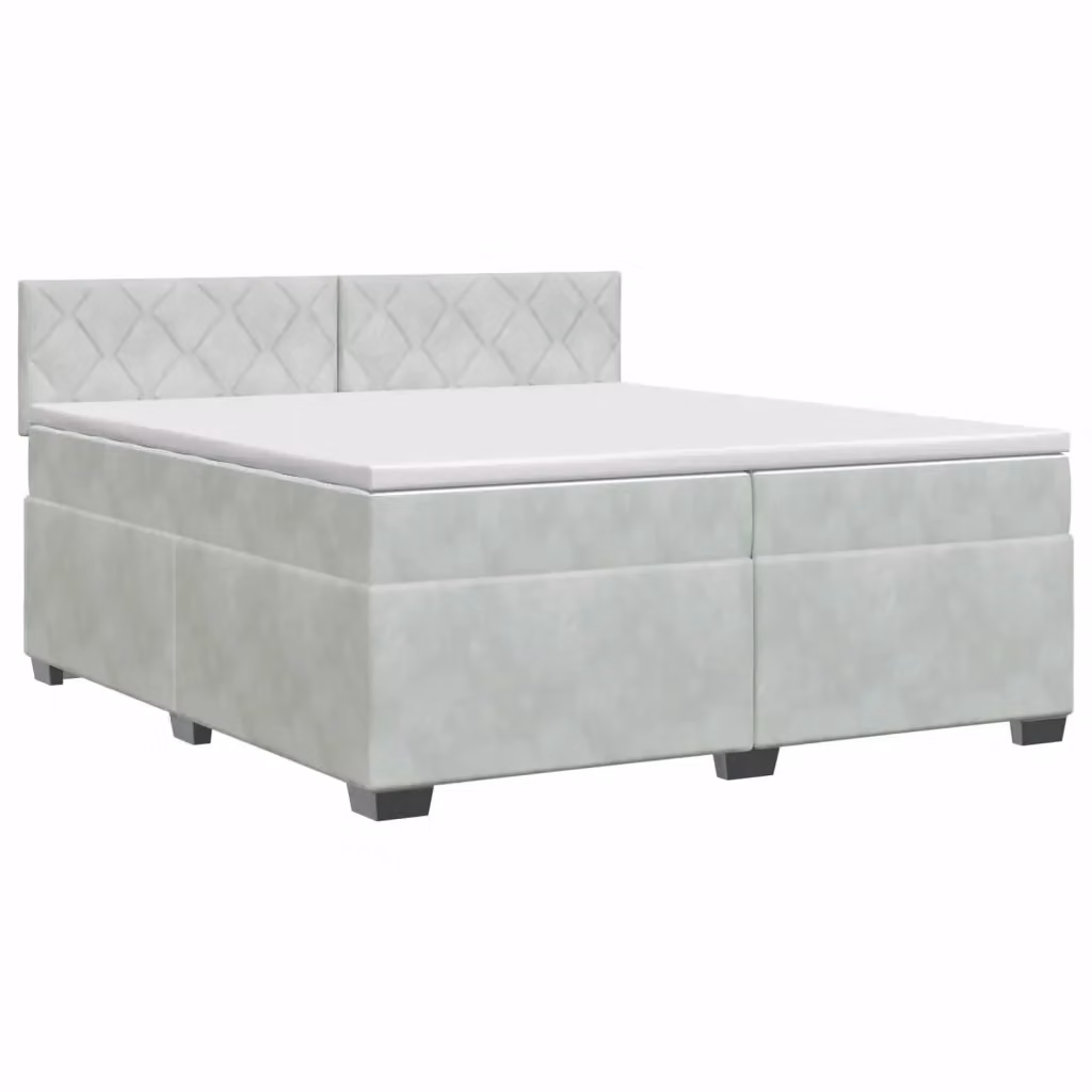 Letto box spring con materasso ibrido vidaXL in tessuto grigio e bianco L/P/H: 200 x 200 x 46 cm – 2