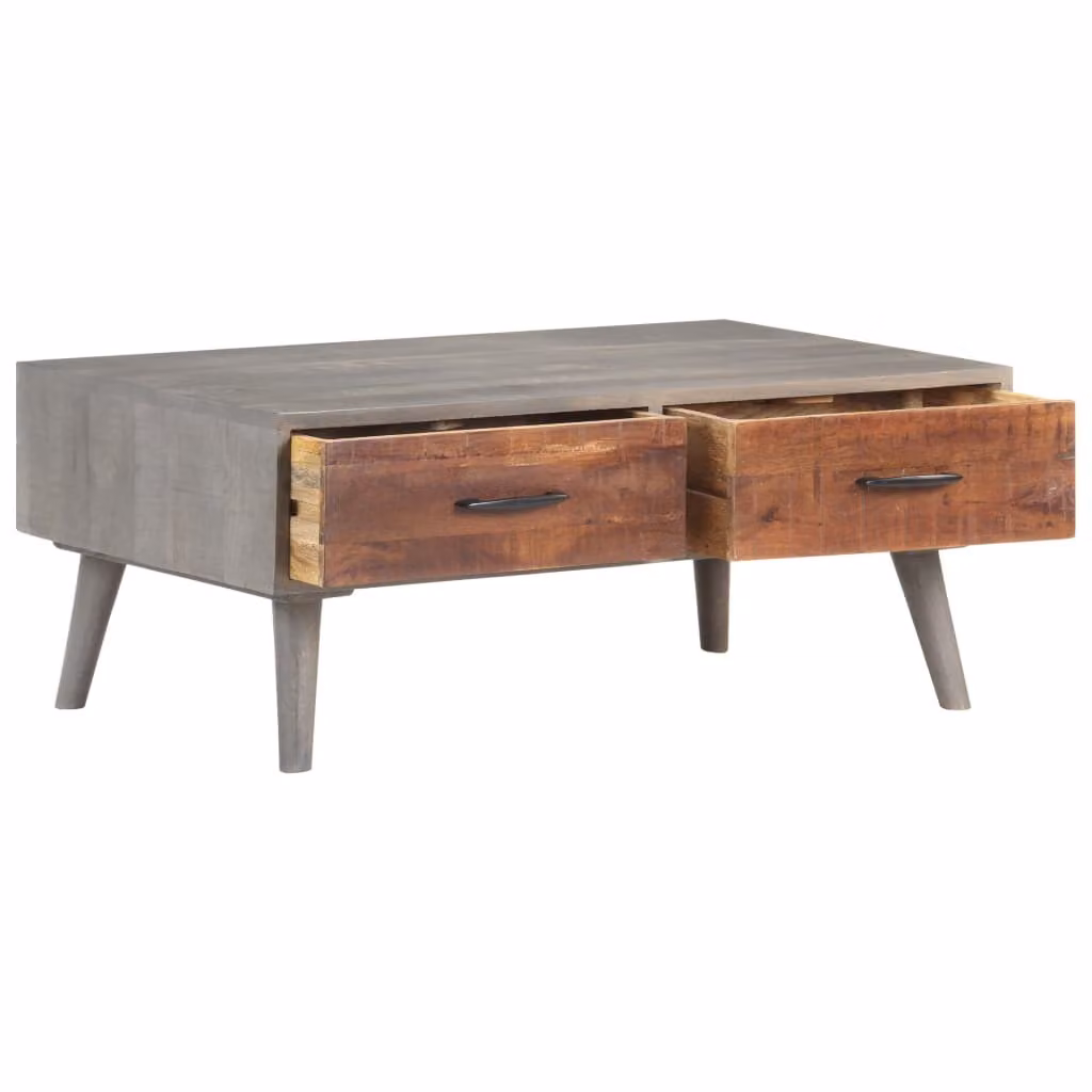 Tavolino grigio 100x60x40 cm Legno massiccio di mango grezzo