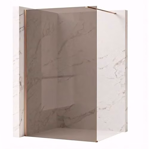 Rea - Parete Doccia Flexi Brown 100 Vetro Fumé Marrone Da 8 Mm, Rame Spazzolato, Walk-In 120X100X195Cm
