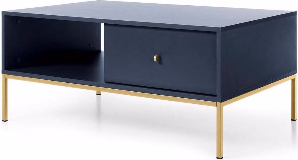 Tavolino FURNLUX Mono Navy Blue Und Gold 104cm / Hauptfarbe: Blau / Dimensioni: 104 x 68 x 46 cm