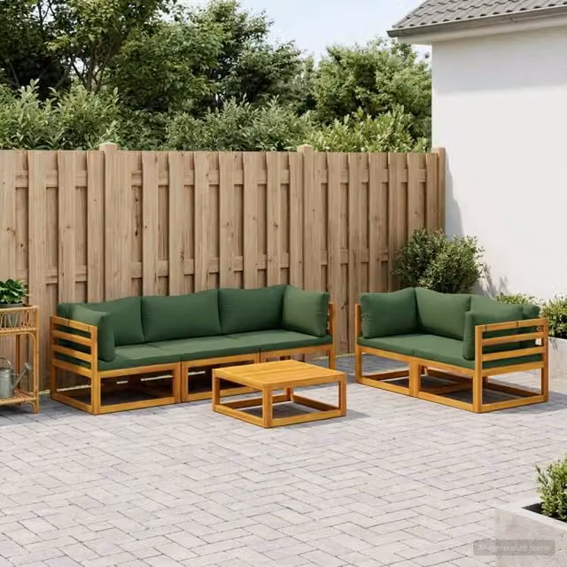 Set di divani 6 pz Naturale Legno di Acacia Massello 3417255
