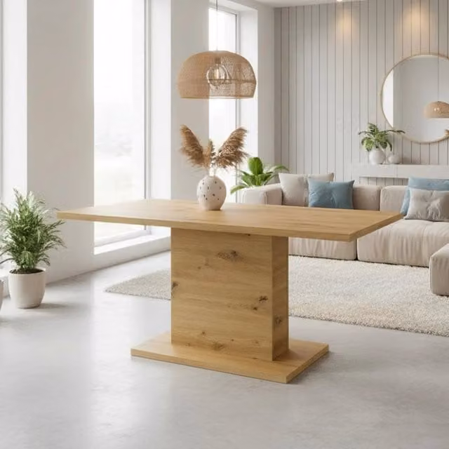 Tavolo rettangolare moderno Follow162 in legno colore rovere L: 160 cm, P: 80 cm, H: 76 cm