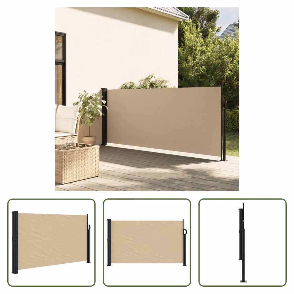 The Living Store Tenda laterale estensibile Beige 120x500 cm