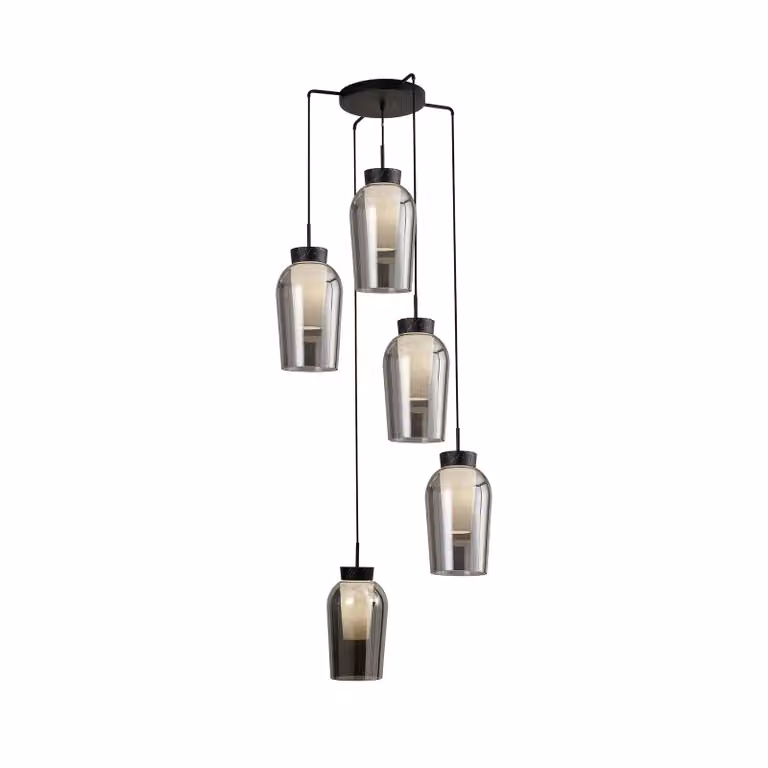 Mantra Iluminación Lampada a sospensione in vetro Nora, dimmerabile, Cromo / Argento, Soggiorno / Sala da pranzo, Vetro, Lampada a sospensione