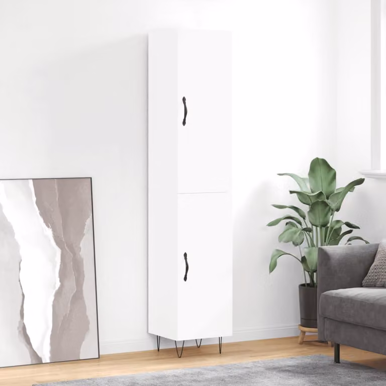 Credenza moderna vidaXL bianca in legno e metallo L/P/H: 34,5 x 34 x 180 cm