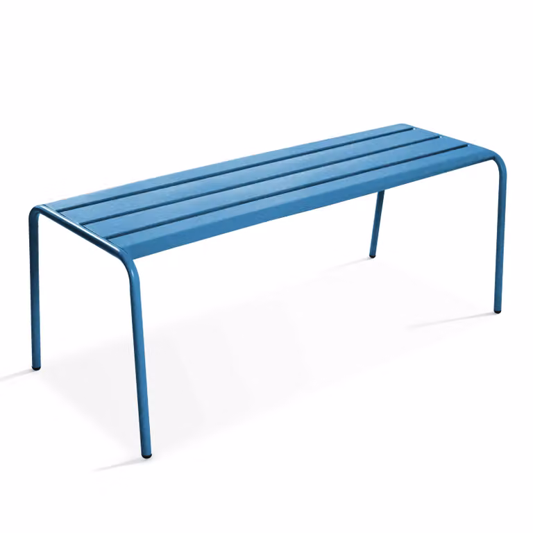 Panca da giardino in acciaio blu pacifico - Oviala Palavas