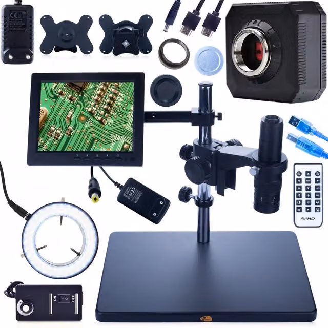 Microscopio Digitale Rosfix Black con Display 8 pollici, Zoom 7x-45x, Oculare 360° e Illuminatore 56 LED – 1