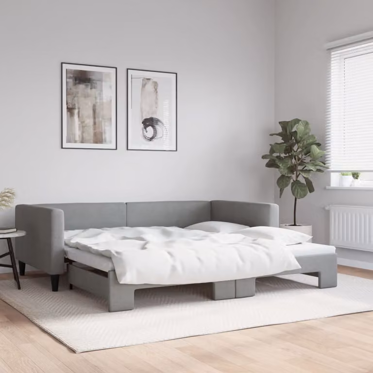 vidaXL Divano Letto con Letto Estraibile Grigio Chiaro in Tessuto