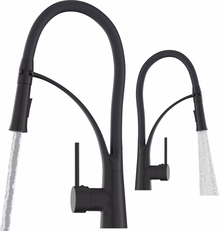 Granitan - Miscelatore cucina - Rubinetto cucina altezza 43 cm - Miscelatore lavello nero - NEXO