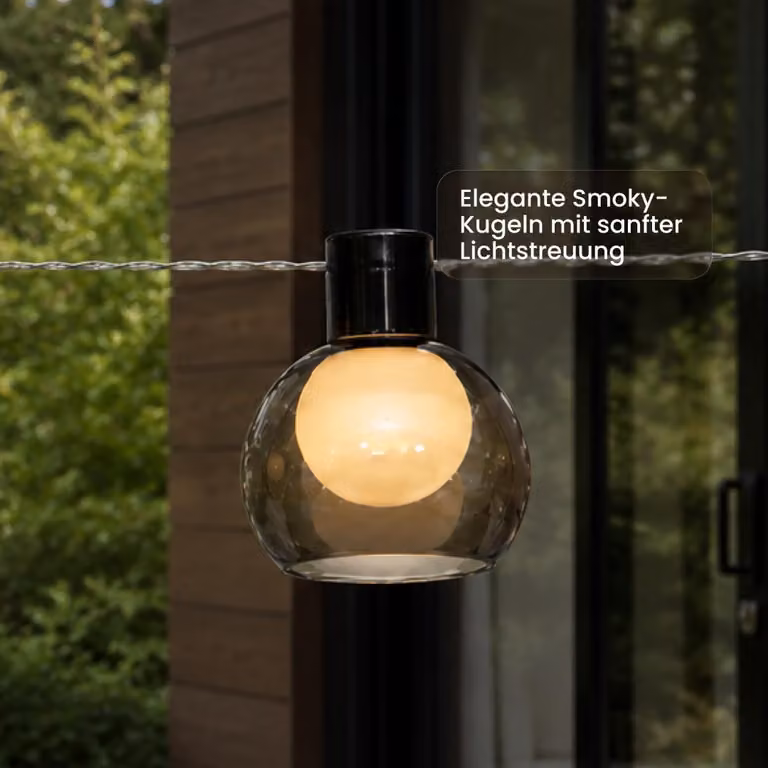 SMOKY ghirlanda solare da giardino 10 luci LED con paralume IP44