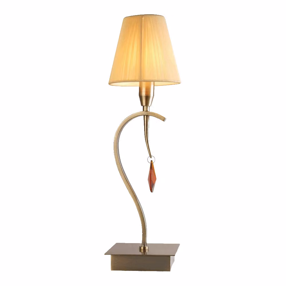 Lampada da tavolo OXFORD 40W, ottone opaco/beige, Ø: 14 H: 47 cm, attacco E14, con interruttore
