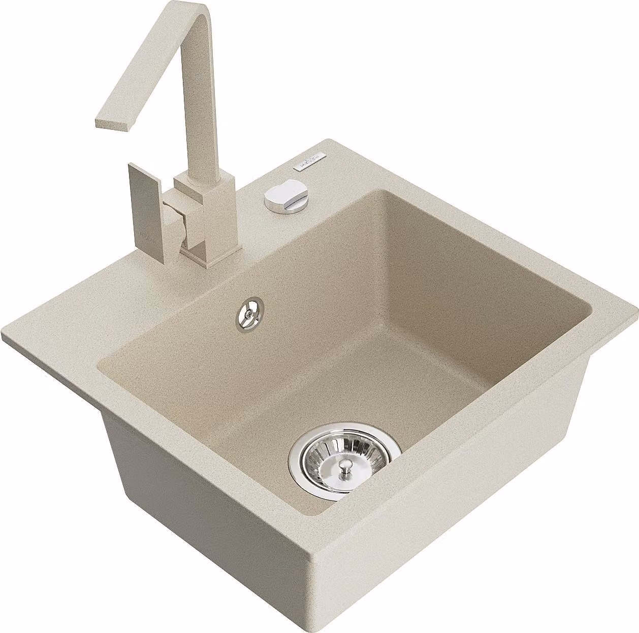 Mexen Milo lavello da cucina in granito a 1 vasca con miscelatore cucina Rita, beige - 6505-69-670300-69