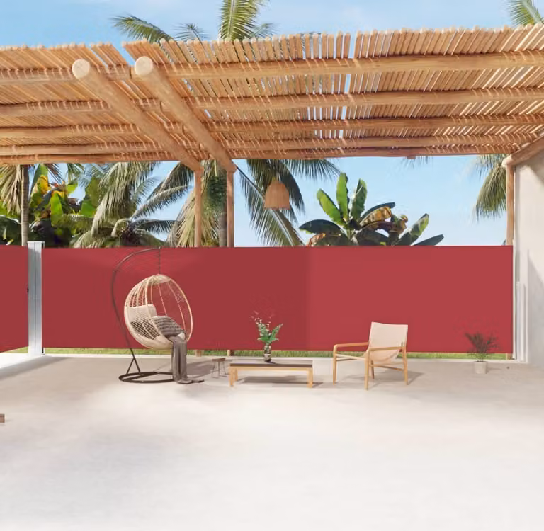 The Living Store Tenda laterale estensibile rossa 180x1200 cm